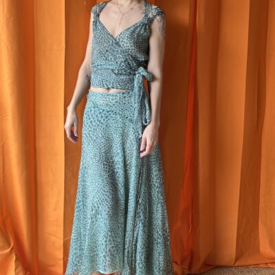 Ensemble en soie années 1970 taille 36 à 38