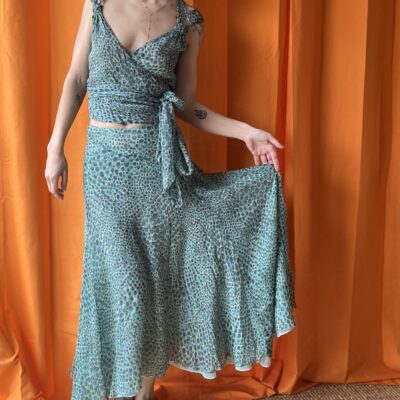 Ensemble en soie années 1970 taille 36 à 38 – Image 3