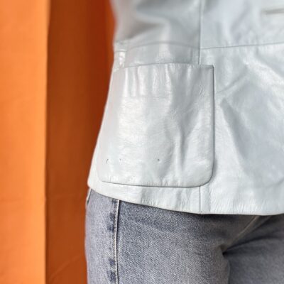 Veste cuir bleu années 1990 taille S – Image 6