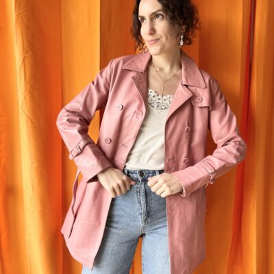 Veste cuir rose années 1990 taille 1 – Image 3