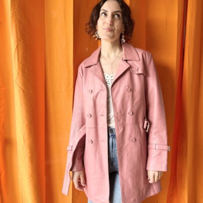 Veste cuir rose années 1990 taille 1 – Image 4
