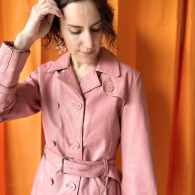 Veste cuir rose années 1990 taille 1 – Image 5