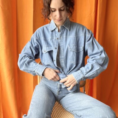 Chemise jean années 80 taille 36 à 52 – Image 2