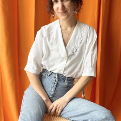 Chemise col brodé années 70 taille 38 à 44