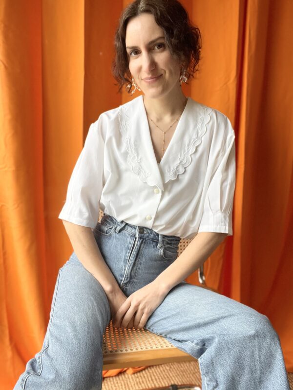 Chemise col brodé années 70 taille 38 à 44