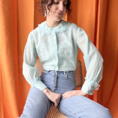 Chemise plissée années 1960 taille 36 à 38