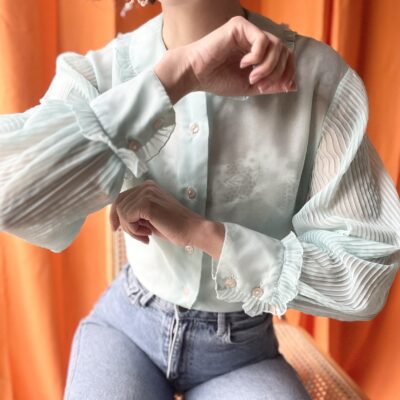 Chemise plissée années 1960 taille 36 à 38 – Image 4