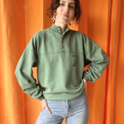 Sweat vert années 1980 taille 36 à 44