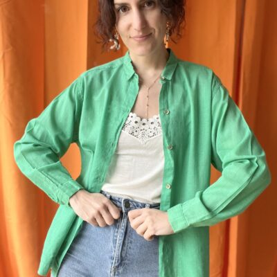 Chemise coton vert années 80 taille 36 à 40 – Image 2