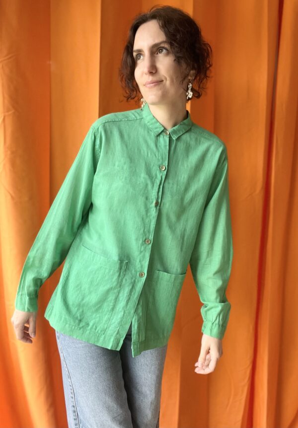 Chemise coton vert années 80 taille 36 à 40